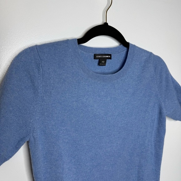 State Cashmere - 100% Cashmere Blue Short Sleeved Sweater Top - XS - Picture 2 of 7